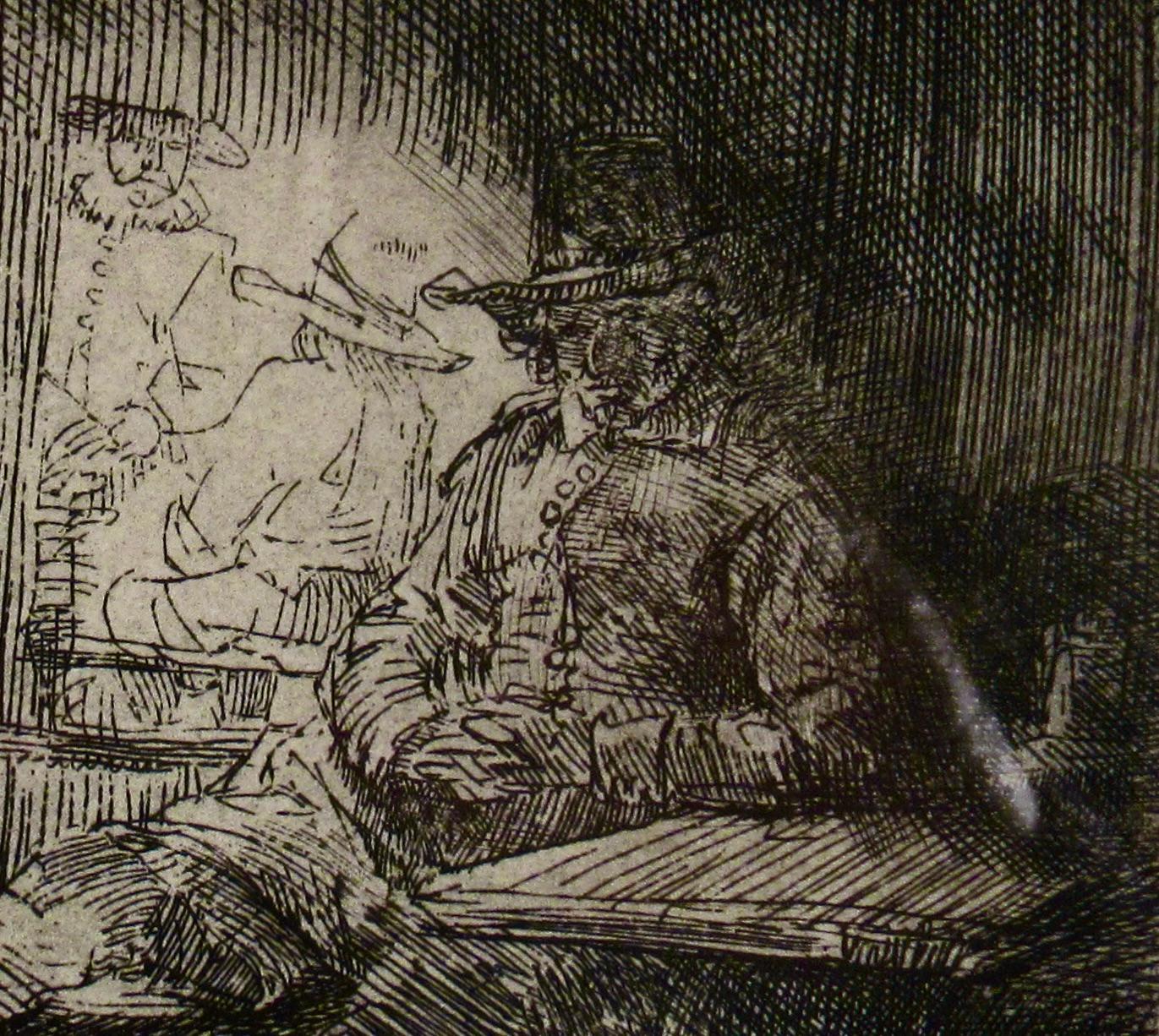 Artist:  Rembrandt Van Rijn (Dutch, 1606-1669)
Title:  The Golf Player
Year	:  1654
Medium:	Etching
Paper:  Verge paper
Image (plate mark) size:   3.75 x 5.85 inches
Framed size.  22 x 23.75 inches
Signature:  Signed and dated 1654 in the plate as