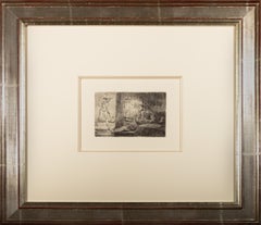 The Golf Player Etching, Dutch School, Signed, Circa 1650-1659, Framed