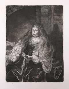 Antique The Great Jewish Bride (B340), Etching by Rembrandt van Rijn