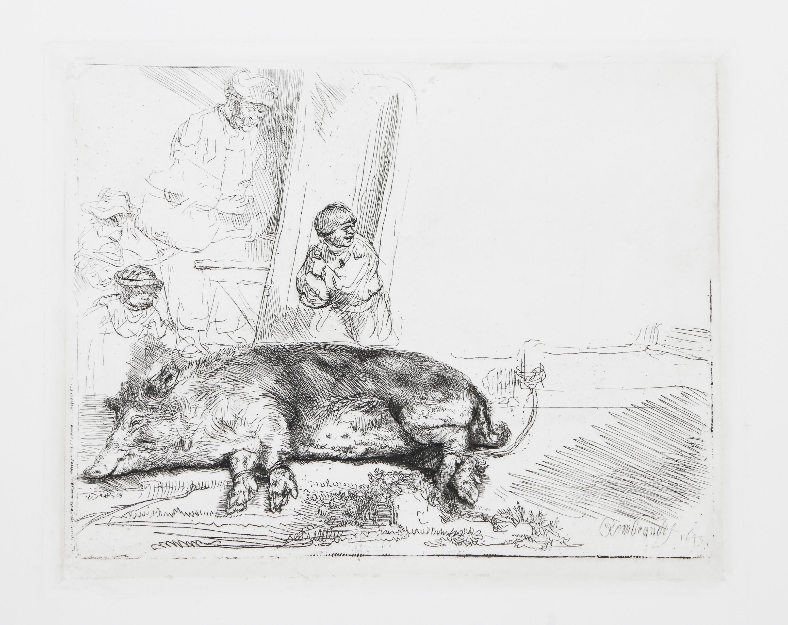 The Hog, Etching on Rives by Rembrandt van Rijn For Sale 1