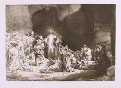 Antique The Hundred Guilder Print, Etching by Rembrandt van Rijn