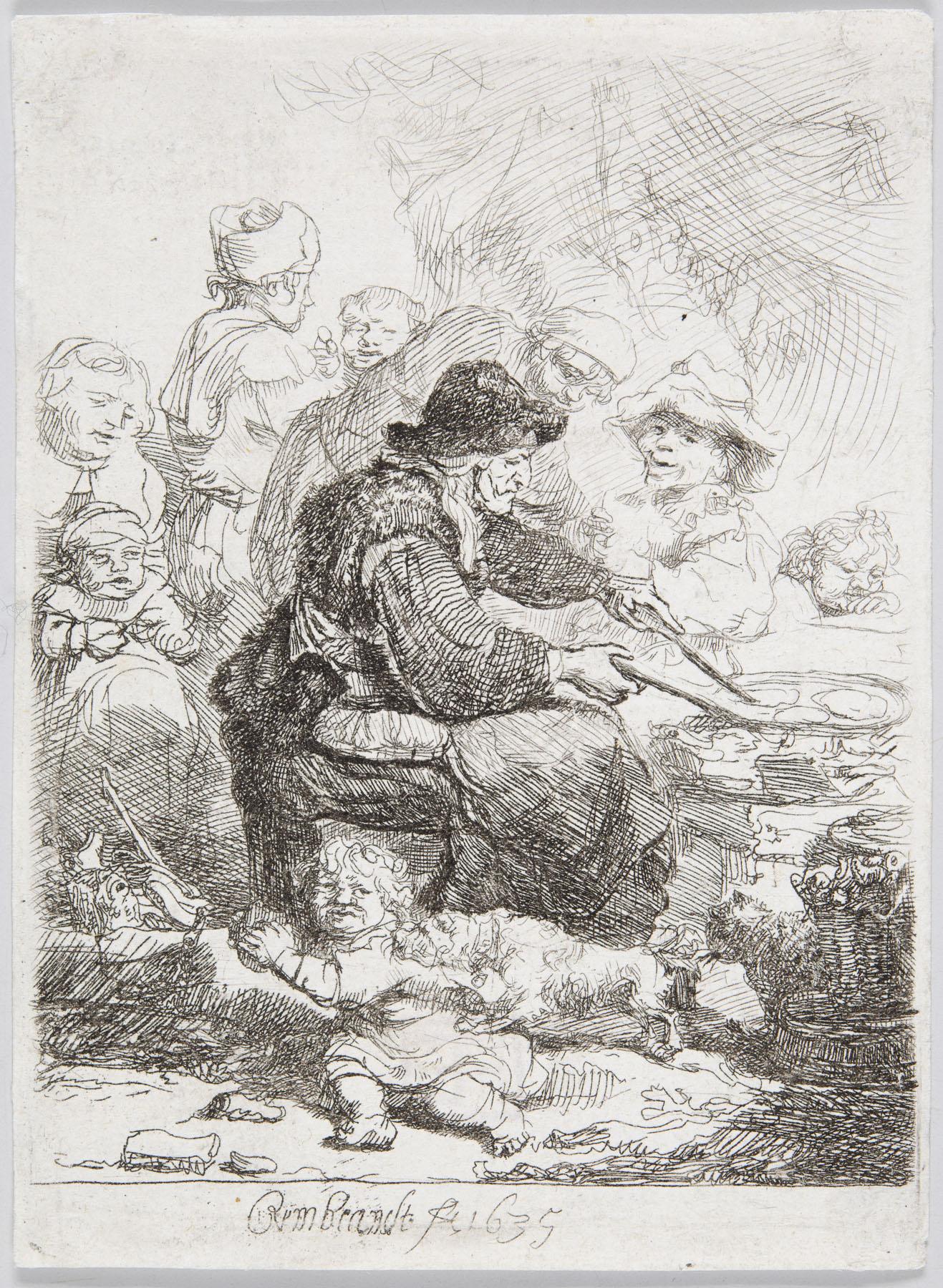 Rembrandt van Rijn Figurative Print - The Pancake Woman