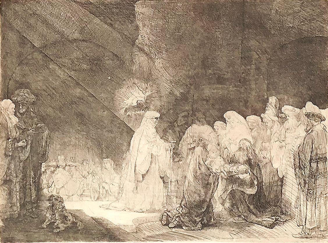 Rembrandt van Rijn Figurative Print - “The Presentation in the Temple” (Simeon’s Hymn of Praise)
