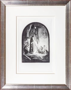 The Raising of Lazarus Etching, Dutch School, Circa 1632, Framed