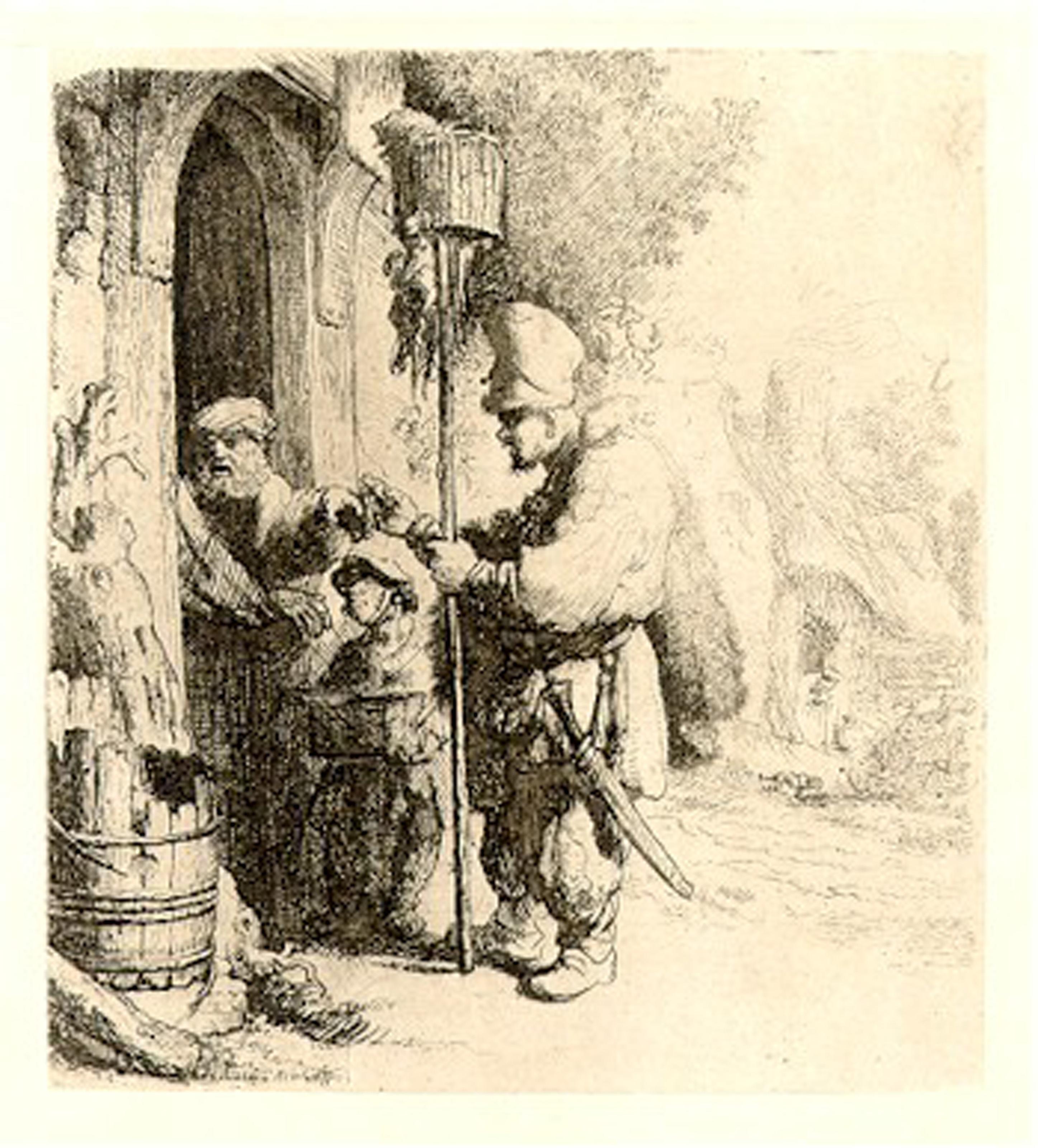  Rembrandt van Rijn, After by Amand Durand, Dutch (1606 - 1669) - The Rat Poison Peddler, Year: Of Original 1632, Medium: Etching, Image Size: 5.5 x 5 inches, Size: 13  x 11 in. (33.02  x 27.94 cm), Printer: Amand Durand, Description: French