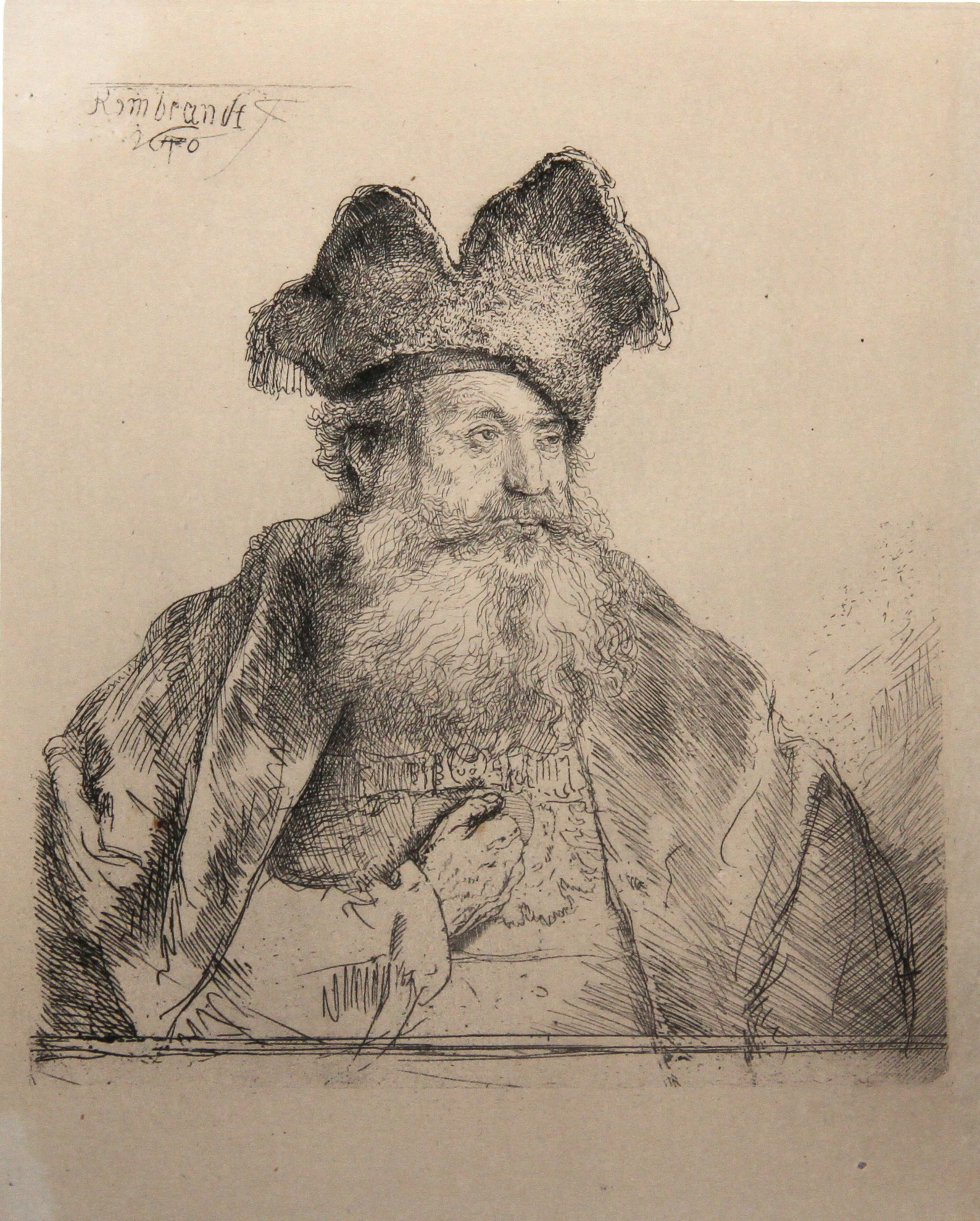 Vieillard au Bonnet Fendu (B265), Heliogravure de Rembrandt van Rijn