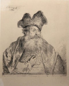 Antique Vieillard au Bonnet Fendu (B265), Heliogravure by Rembrandt van Rijn