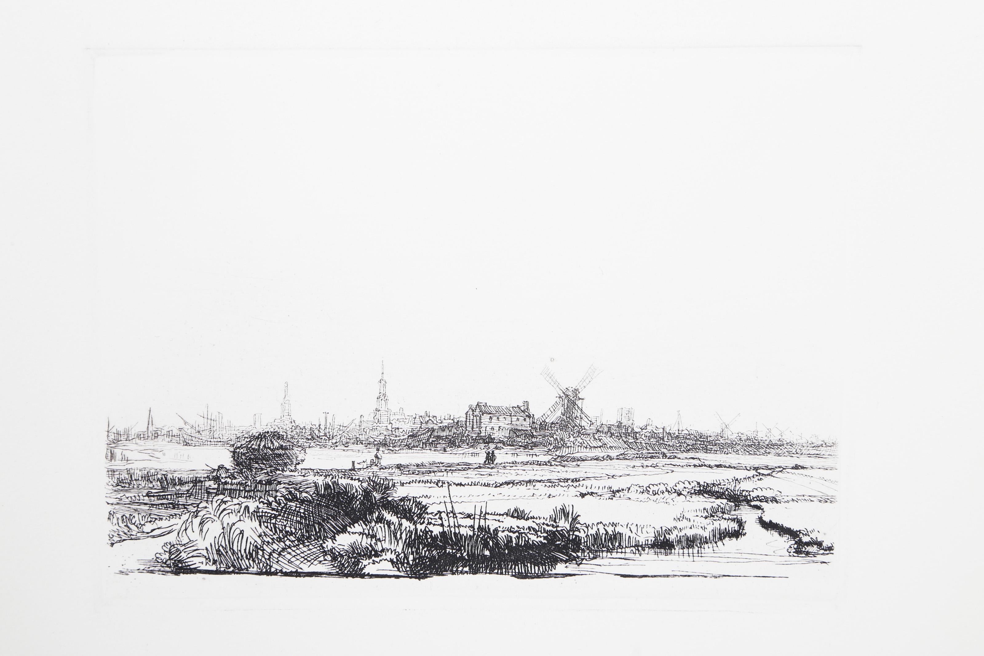 Rembrandt van Rijn, After by Amand Durand, Dutch (1606 - 1669) -  View of Amsterdam from the Northwest. Year: original 1640, Medium: Heliogravure, Size: 4.5  x 6 in. (11.43  x 15.24 cm), Printer: Amand Durand, Reference: B210, Description: French