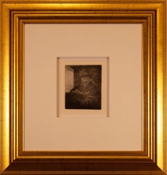 Rembrandt Van Rijn Self Portrait Drawing at Window 1648 Etching Millenium Ed.