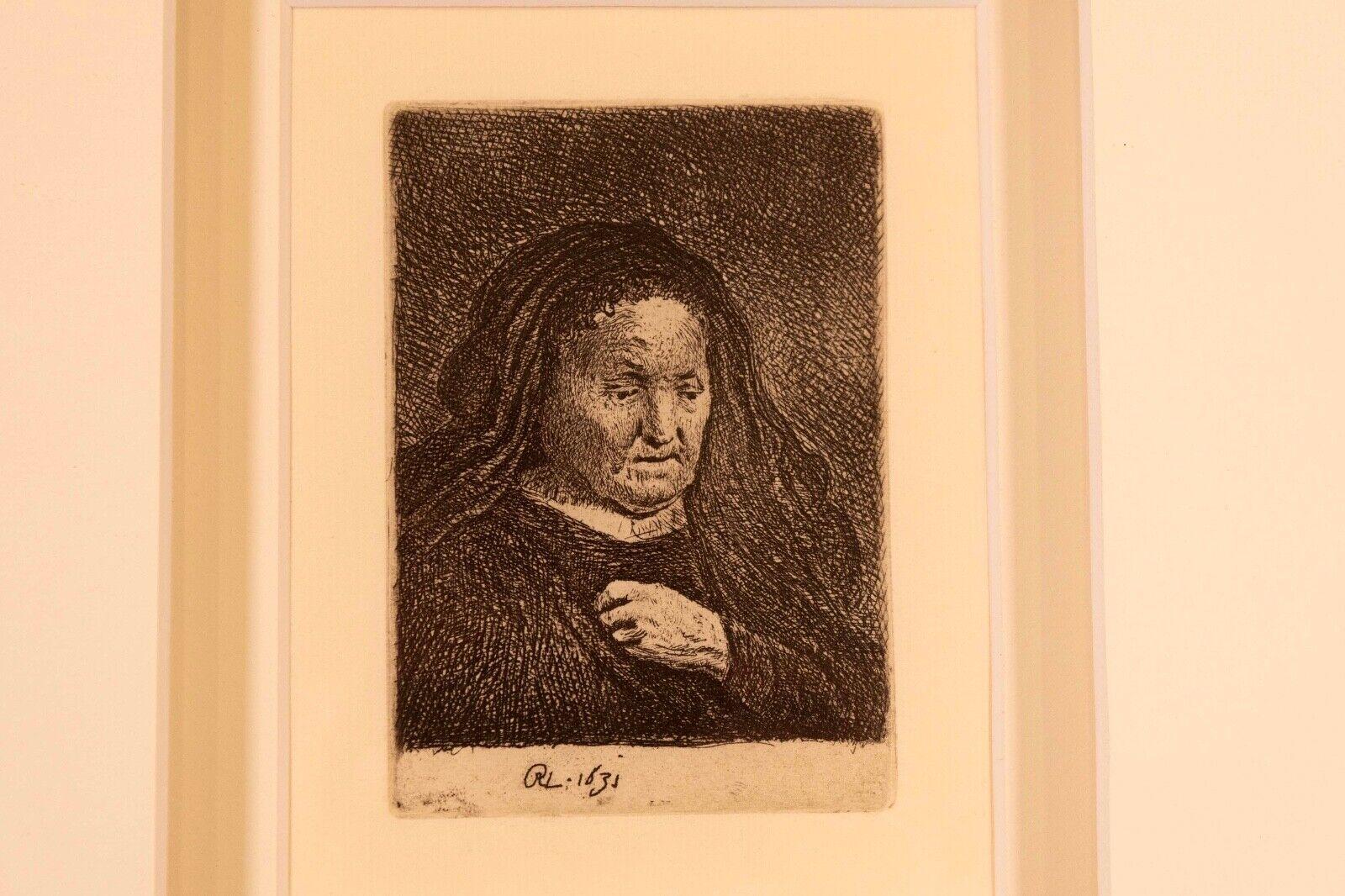 Rembrandt van Rijn The Artist's Mother 1631 Radierung Millenium Edition Gerahmt im Zustand „Gut“ im Angebot in Keego Harbor, MI