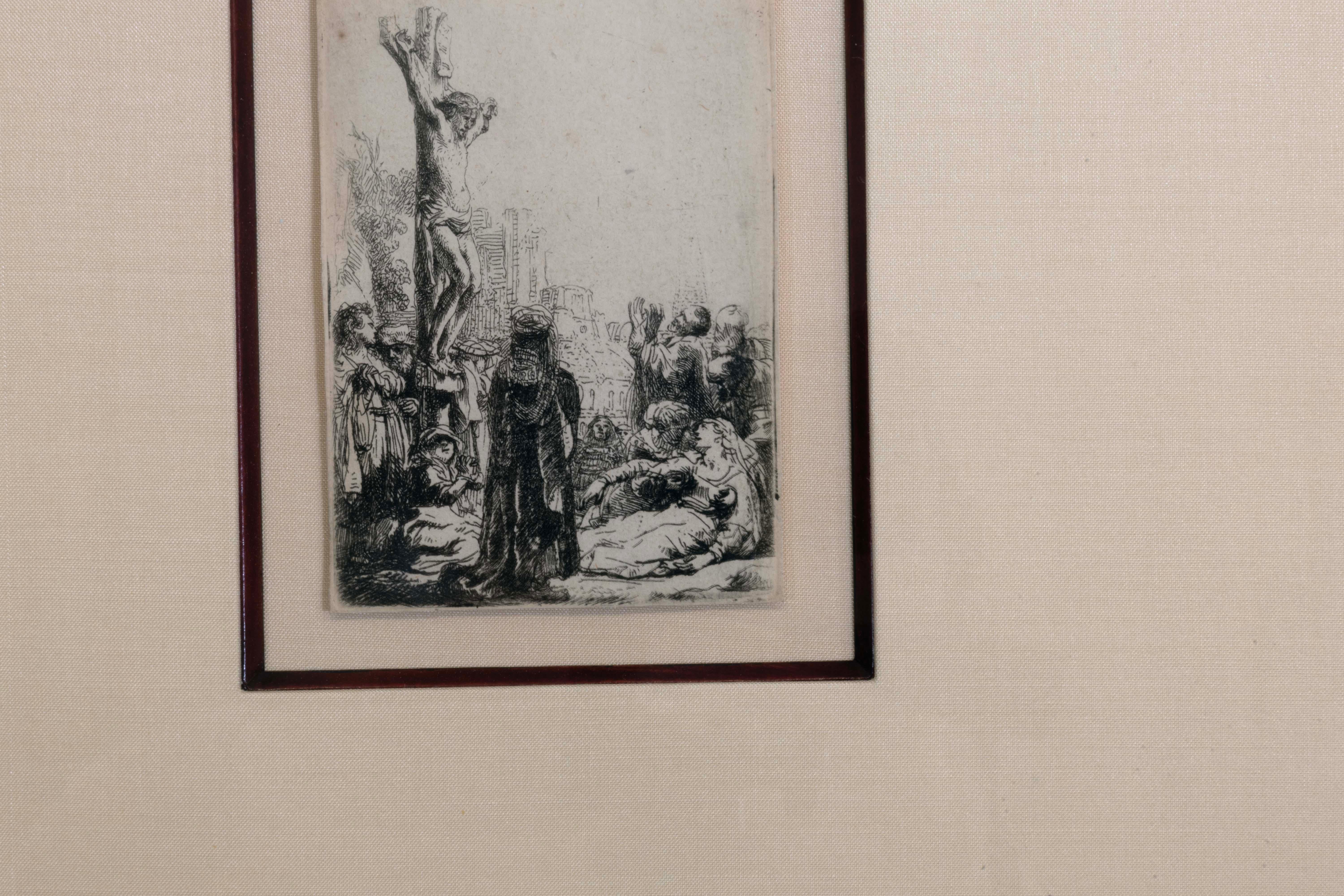 Unknown Rembrandt van Rijn The Crucifixion: The Small Plate Signed Etching on Paper 1635