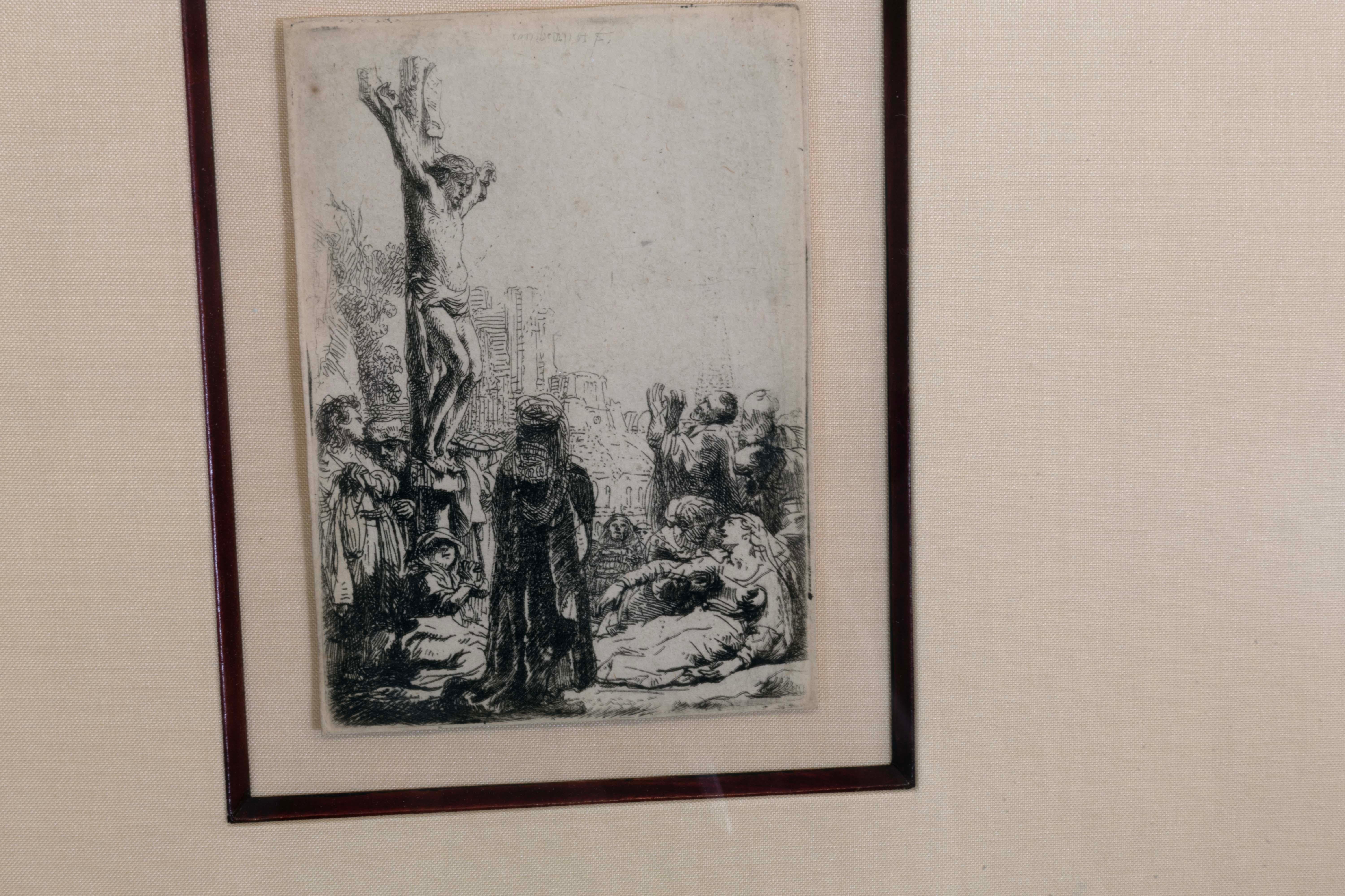 Rembrandt van Rijn The Crucifixion: The Small Plate Signed Etching on Paper 1635 In Good Condition In Keego Harbor, MI