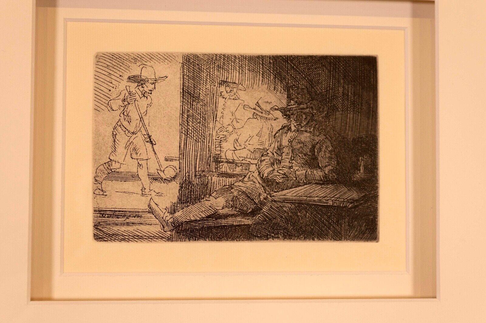 Rembrandt Van Rijn Le joueur de golf 1654 gravure du millénaire encadrée Bon état - En vente à Keego Harbor, MI