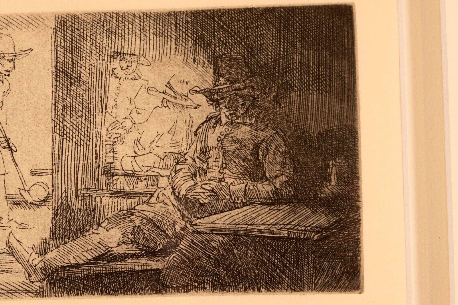 Papier Rembrandt Van Rijn Le joueur de golf 1654 gravure du millénaire encadrée en vente
