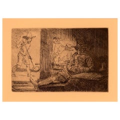 Rembrandt Van Rijn Der Golfspieler 1654, Radierung Millenium Edition, gerahmt