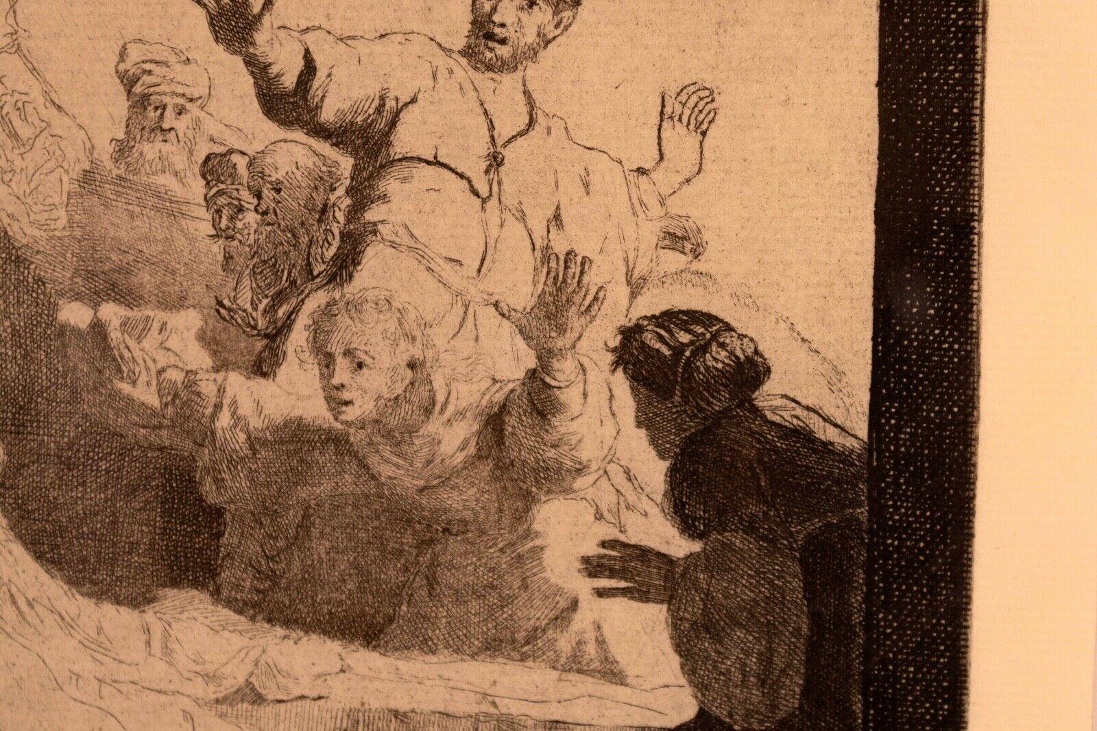 Paper Rembrandt Van Rijn The Raising of Lazarus 1630 Etching Millenium Edition Framed