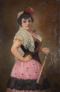 Antique Reme Lauricella - 1880 Oil, Portrait of a Lady