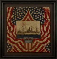 "Remember the Maine" Spanish-American War Commemorative Bandana, Late 19th Cent.