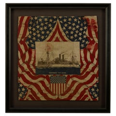 „Remember the Maine“ Erinnerungs Bandana aus dem Spanisch-Amerikanischen Krieg, spätes 19. Jahrhundert.