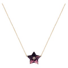 Remembrance Amethyst and Diamond Star Charm Pendant