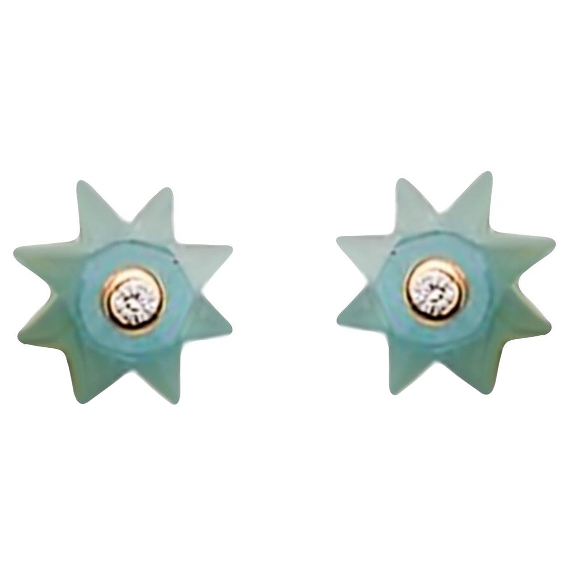 Remembrance Aquamarin- und Diamant-Sonnenohrringe im Angebot