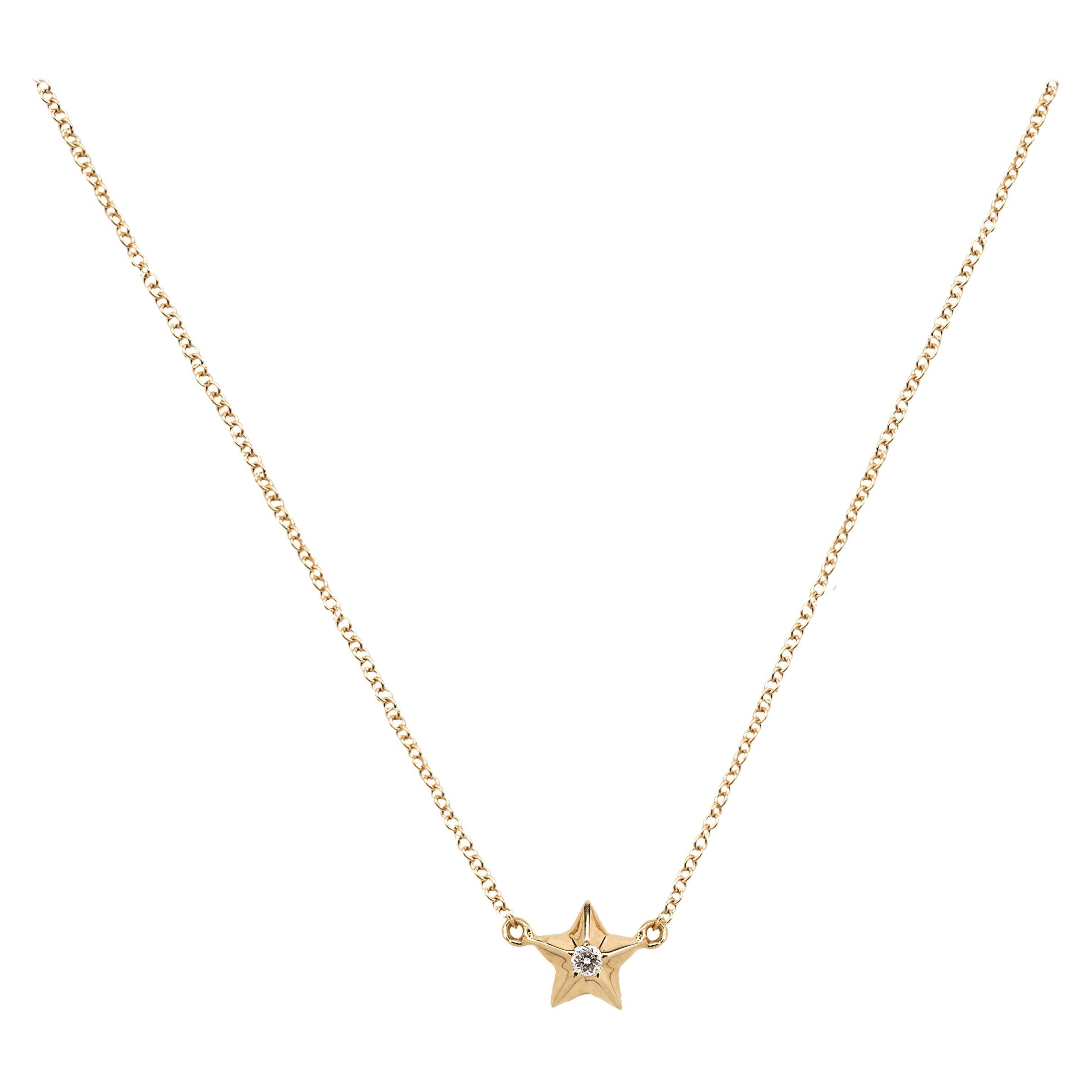 Remembrance Gold and Diamond Star Charm Pendant Mini For Sale