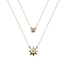 Remembrance Gold and Diamond Sun Charm Pendant Mega