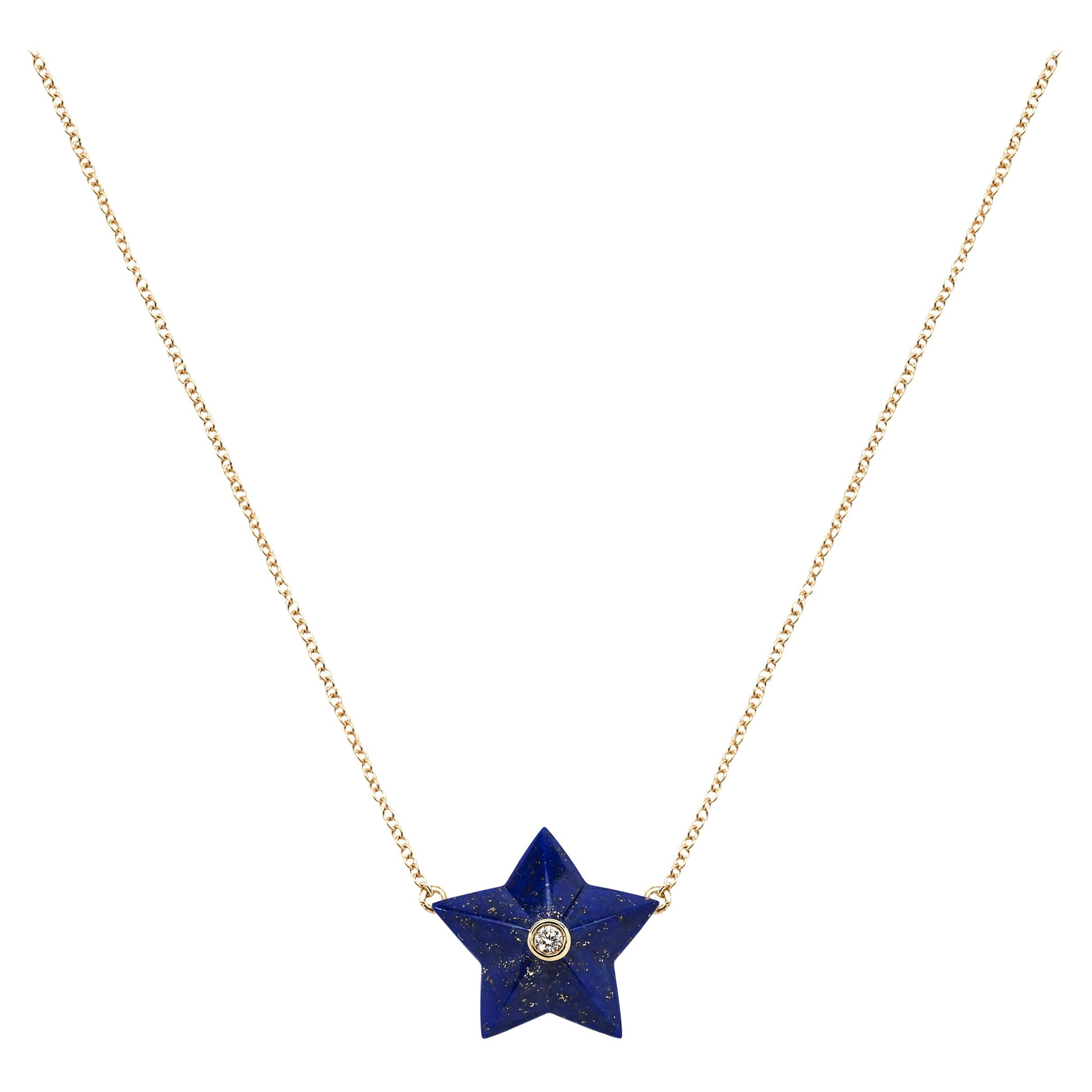 Remembrance Lapiz and Diamond Star Charm Pendant