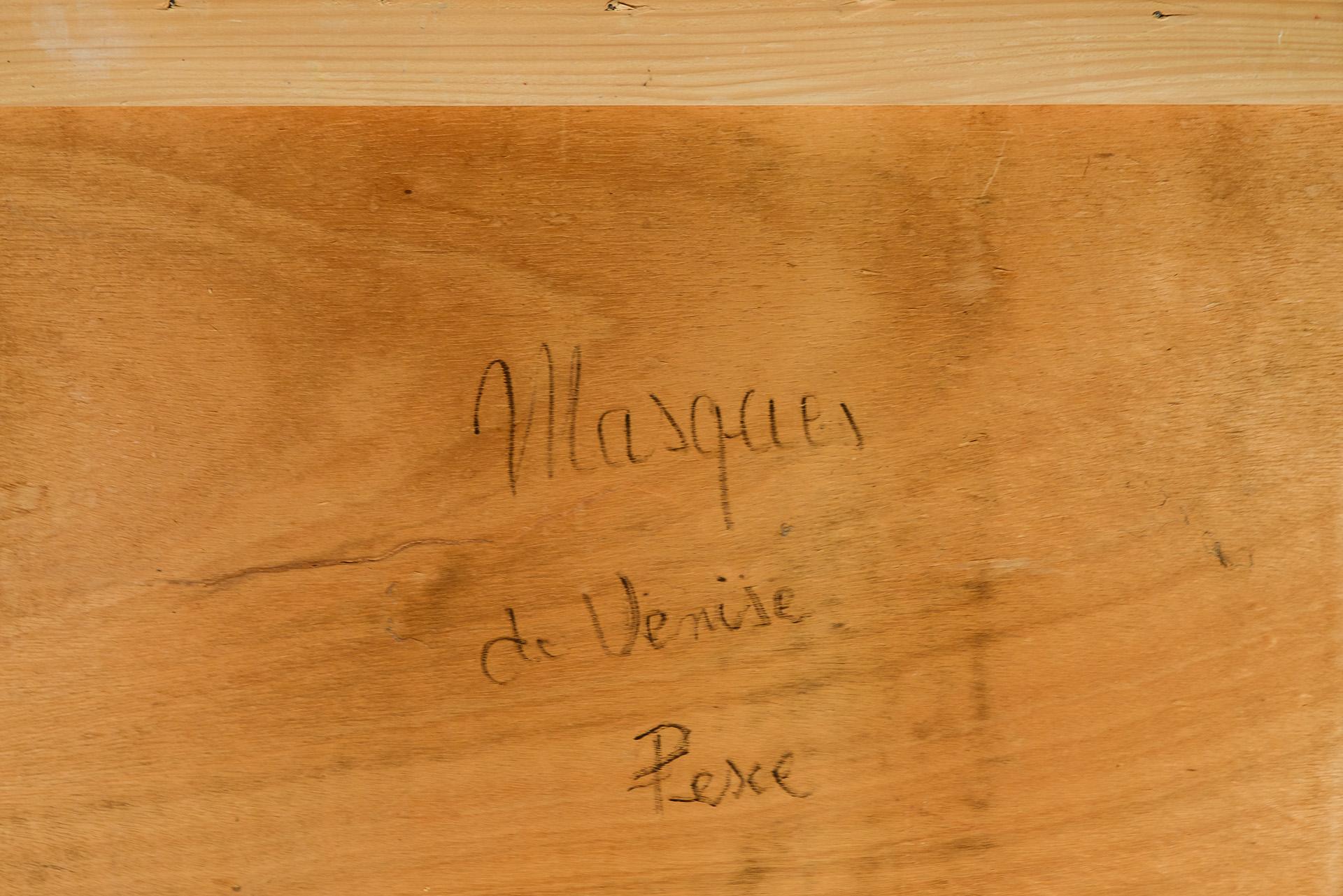 Remi Pesce, Masque De Venise Painting, Signed, France, circa 1992 1