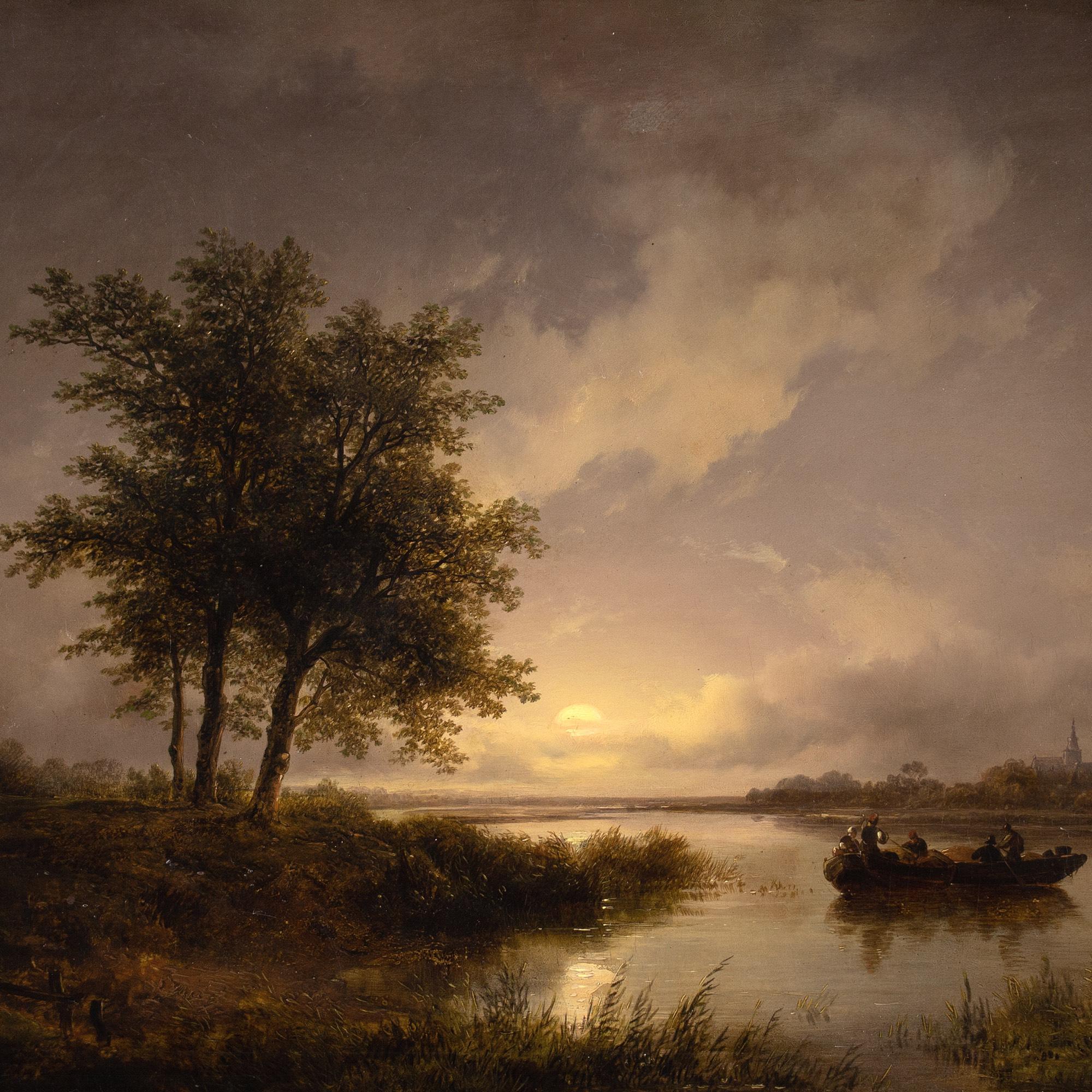 Remigius van Haanen (Circle), Twilight Landscape With River Crossing 4