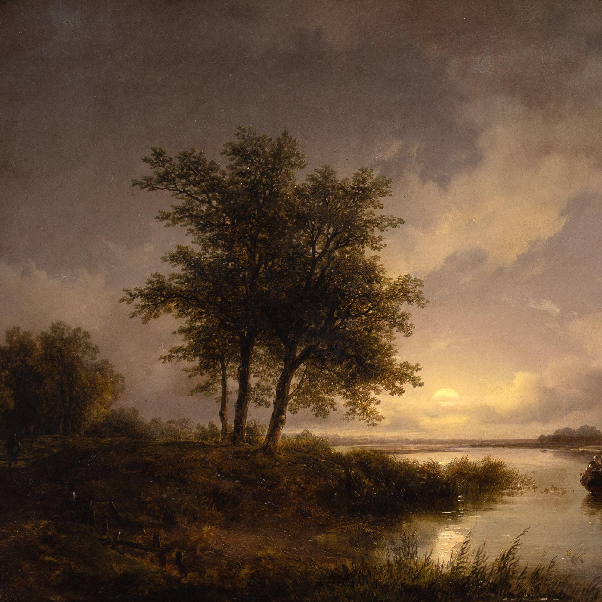 Remigius van Haanen (Circle), Twilight Landscape With River Crossing 5
