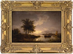 Remigius van Haanen (Circle), Twilight Landscape With River Crossing