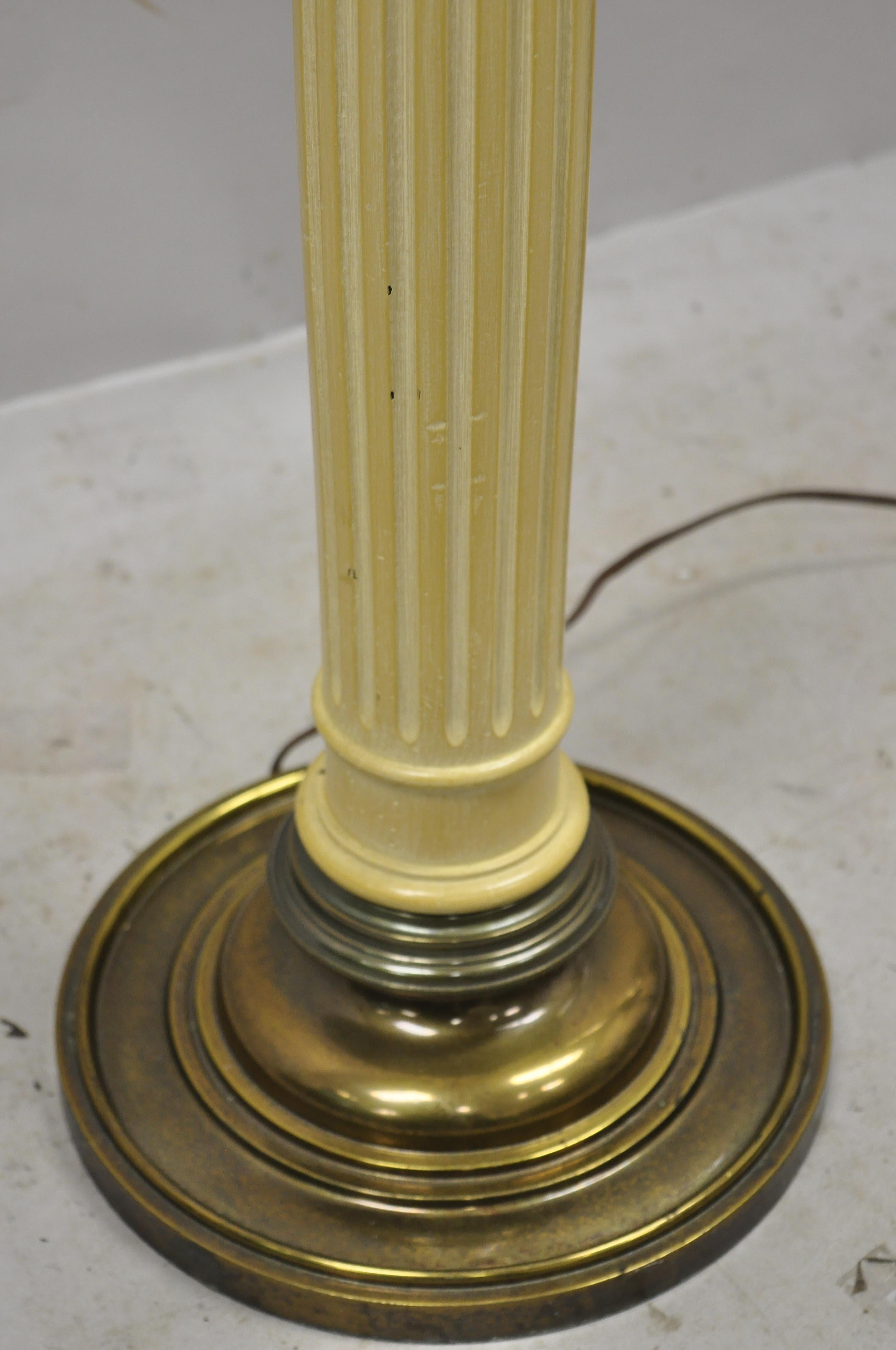 Metal Remington Hollywood Regency Pineapple Wooden Column Brass Reading Floor Lamp  For Sale