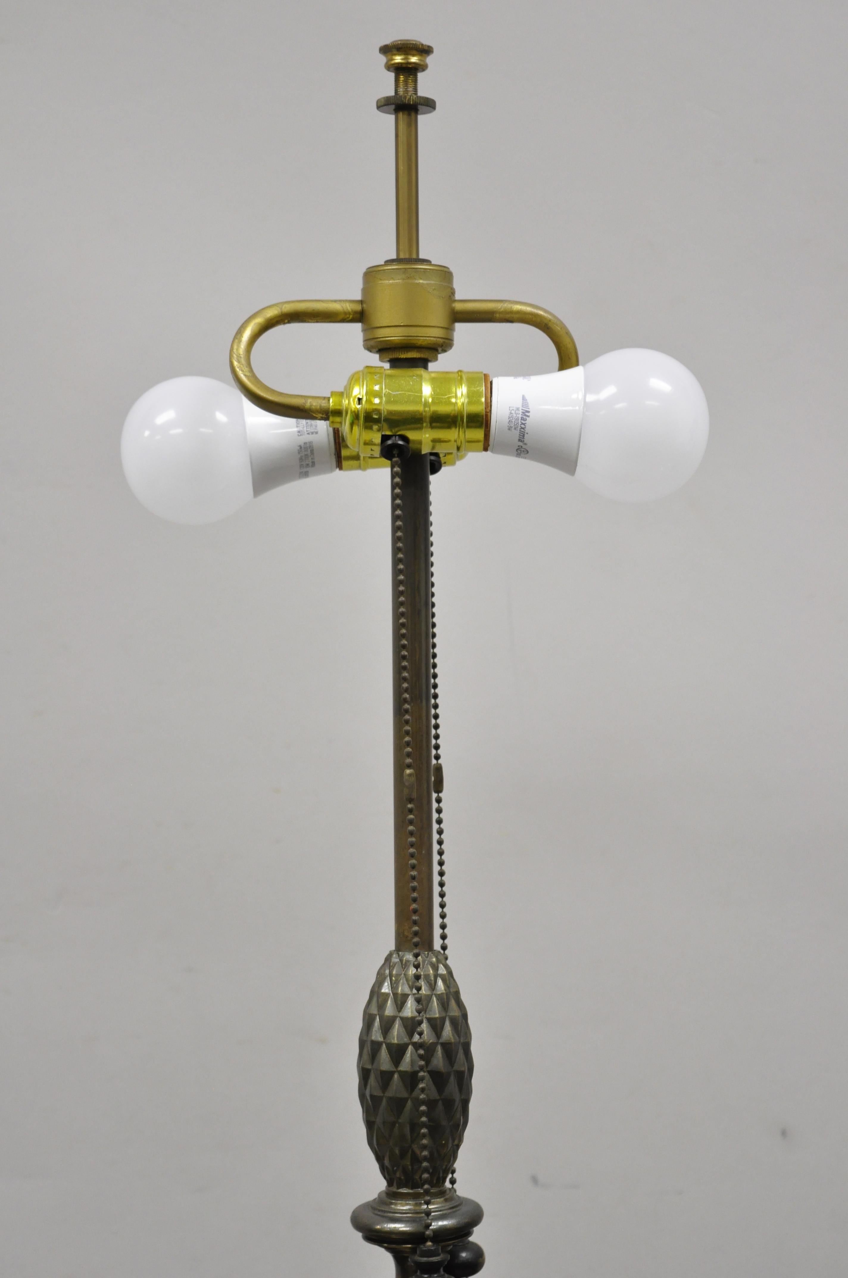 Remington Hollywood Regency Pineapple Wooden Column Brass Reading Floor Lamp  For Sale 1