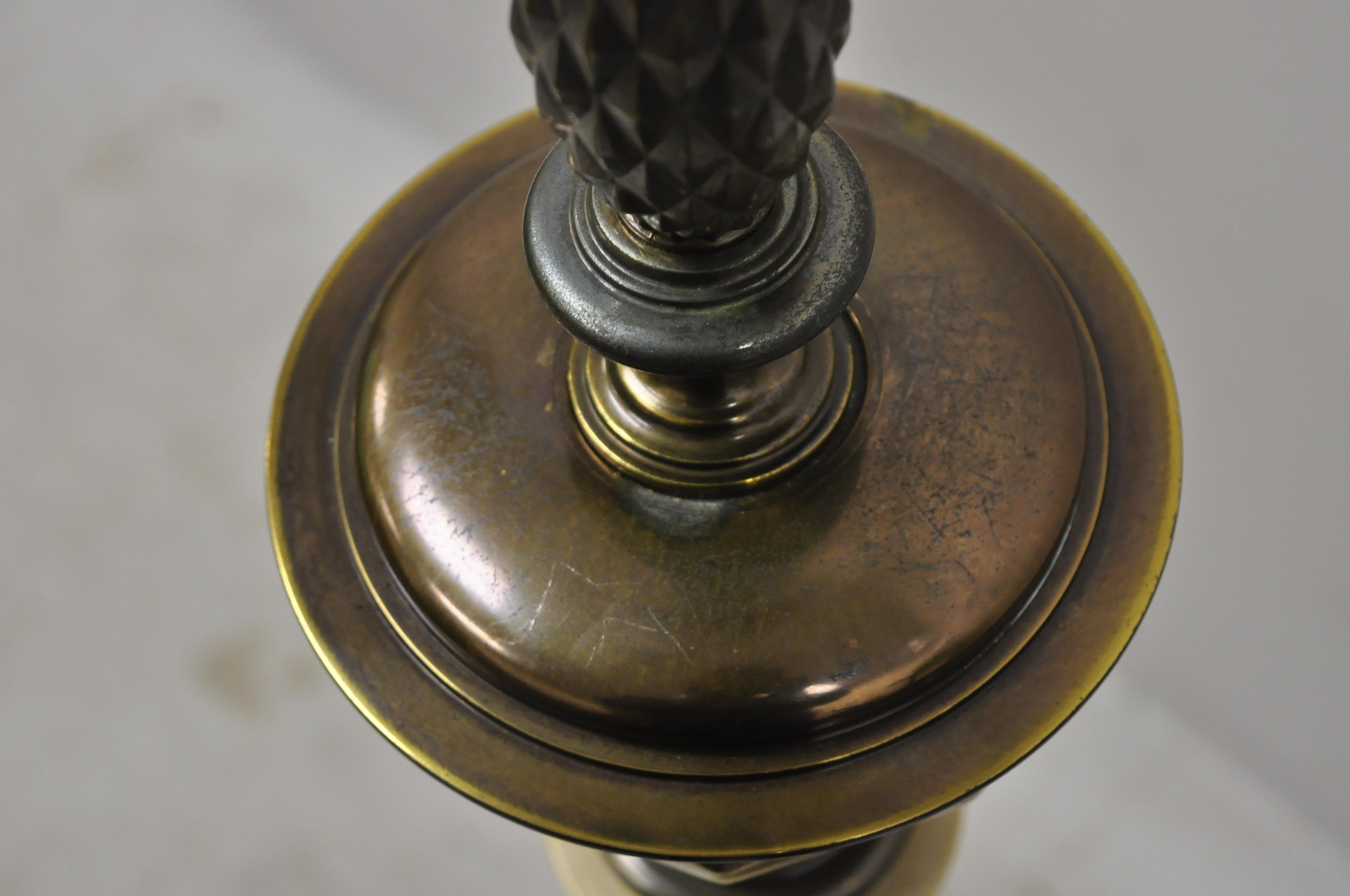 Remington Hollywood Regency Pineapple Wooden Column Brass Reading Floor Lamp  For Sale 2
