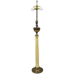 Remington Hollywood Regency Pineapple Wooden Column Brass Reading Floor Lamp 
