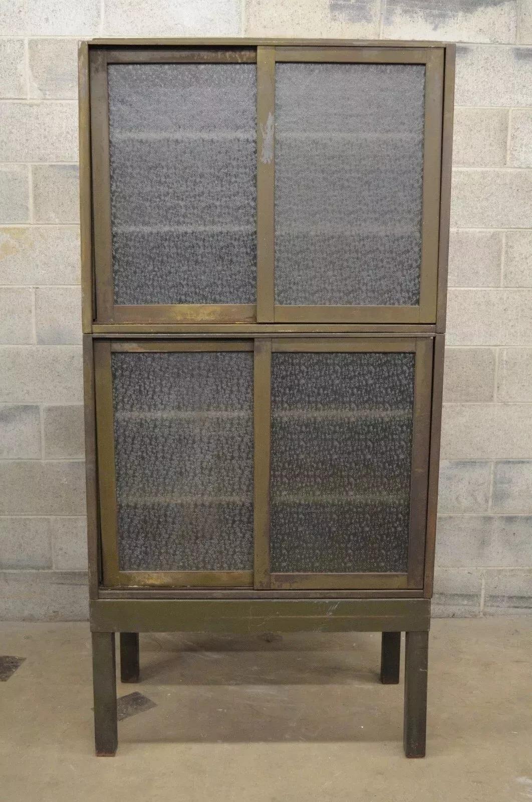 Remington Rand Industrial Green Steel Metal Stacking Barrister Storage Cabinet B For Sale 6