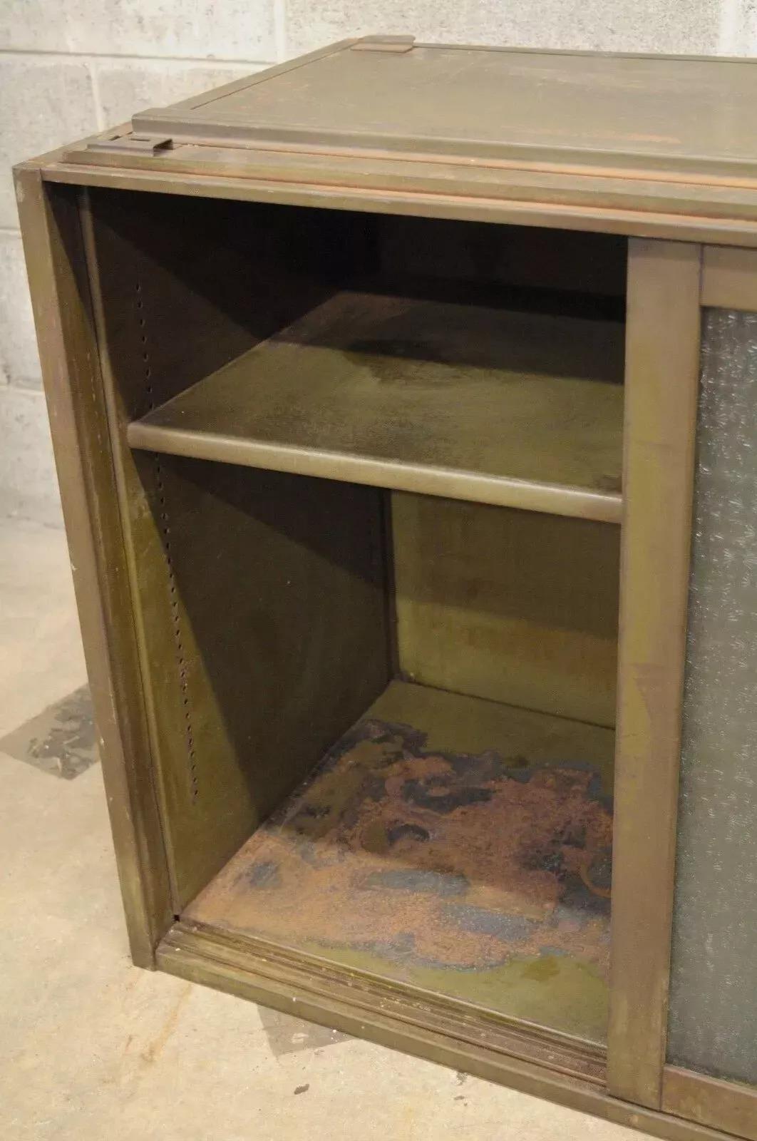 Remington Rand Industrial Green Steel Metal Stacking Barrister Storage Cabinet B In Good Condition For Sale In Philadelphia, PA