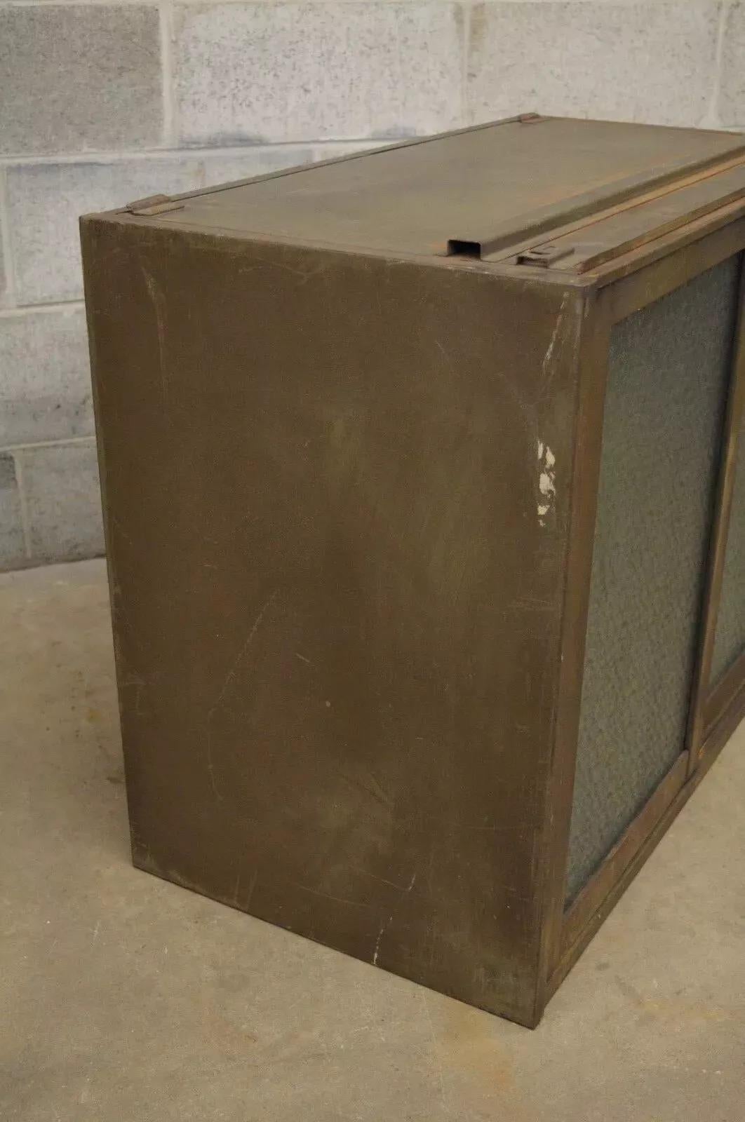 Remington Rand Industrial Green Steel Metal Stacking Barrister Storage Cabinet B For Sale 3