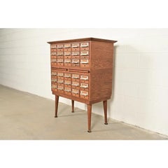 Remington Rand Style Mid-Century Modern Oak Library Card Catalog, Circa 1960s