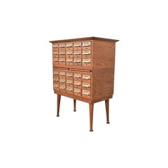 Remington Rand Style Mid-Century Modern Oak Library Card Catalog, Circa 1960s