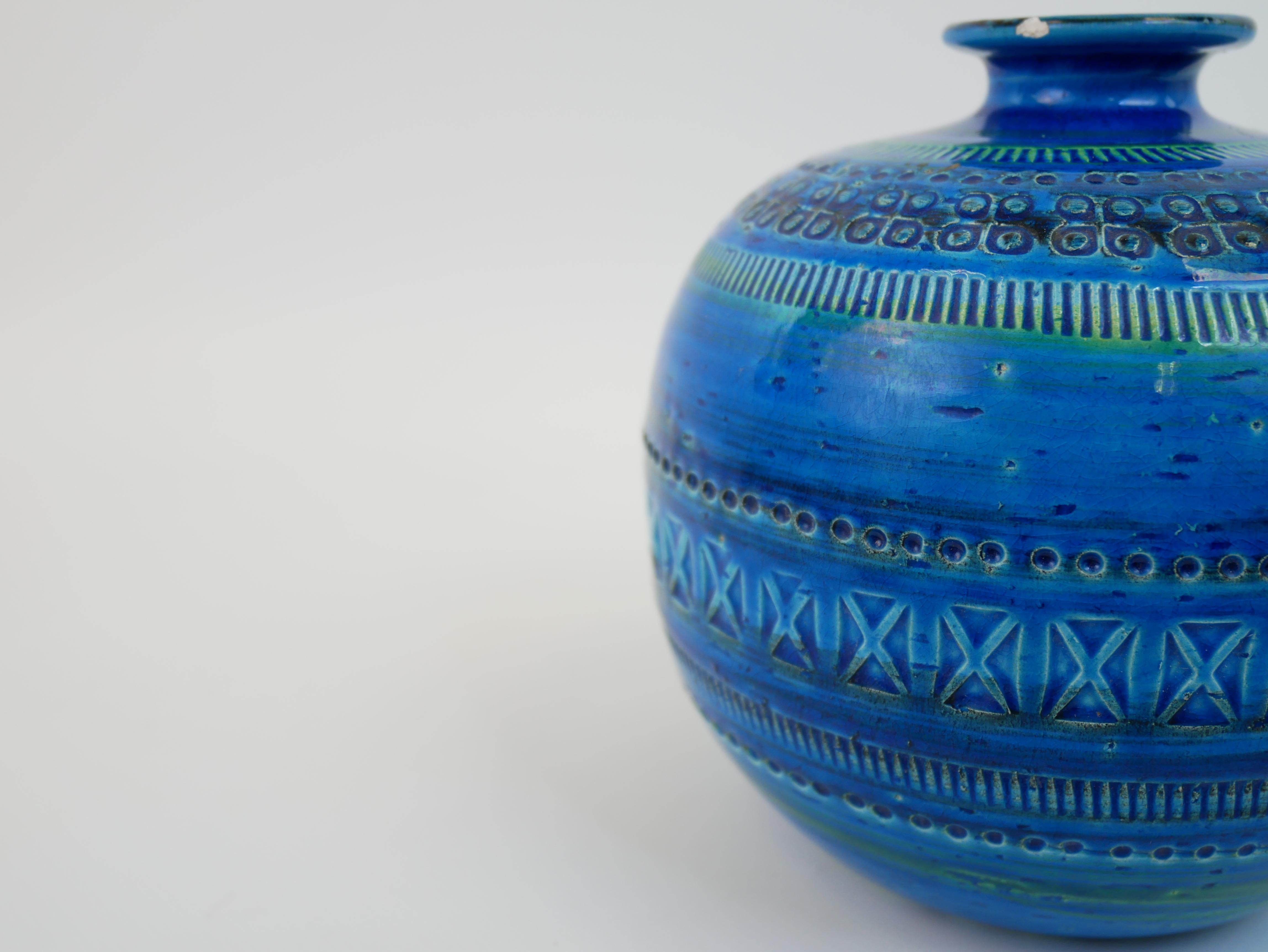 Remini blue vase by Aldo Londi for Flavia Bitossi Italy For Sale 5