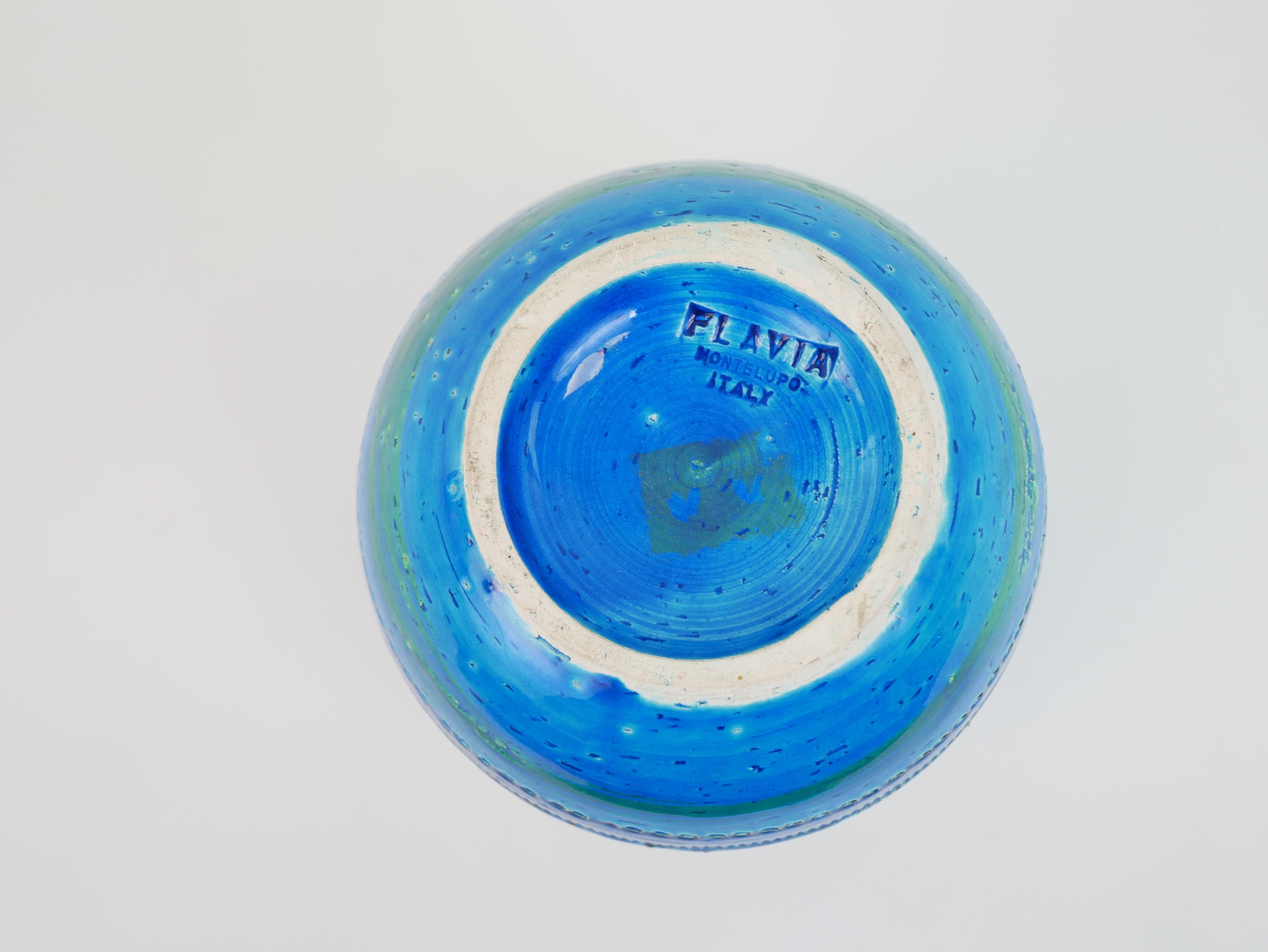 Remini blue vase by Aldo Londi for Flavia Bitossi Italy For Sale 8