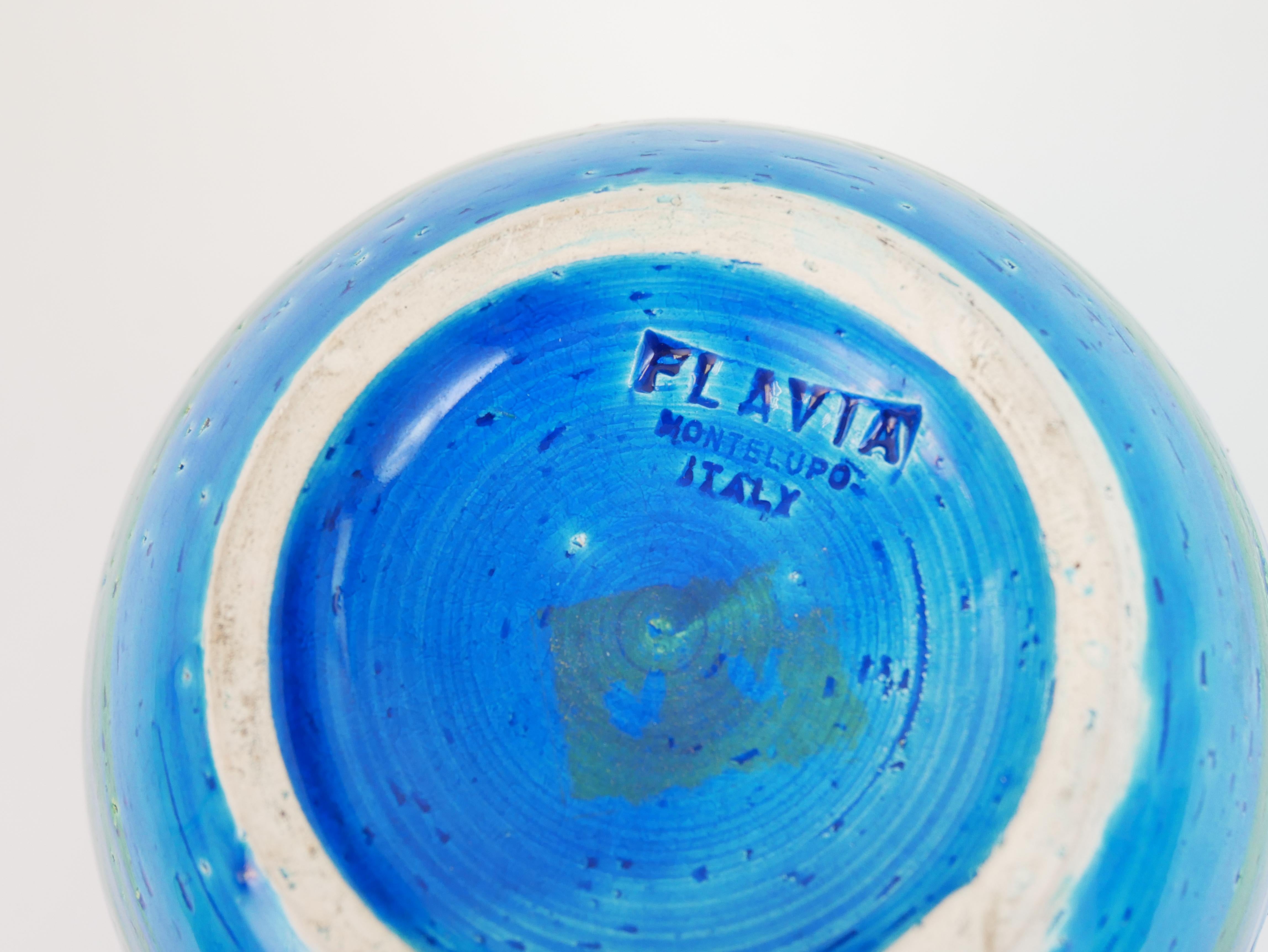 Remini blue vase by Aldo Londi for Flavia Bitossi Italy For Sale 9