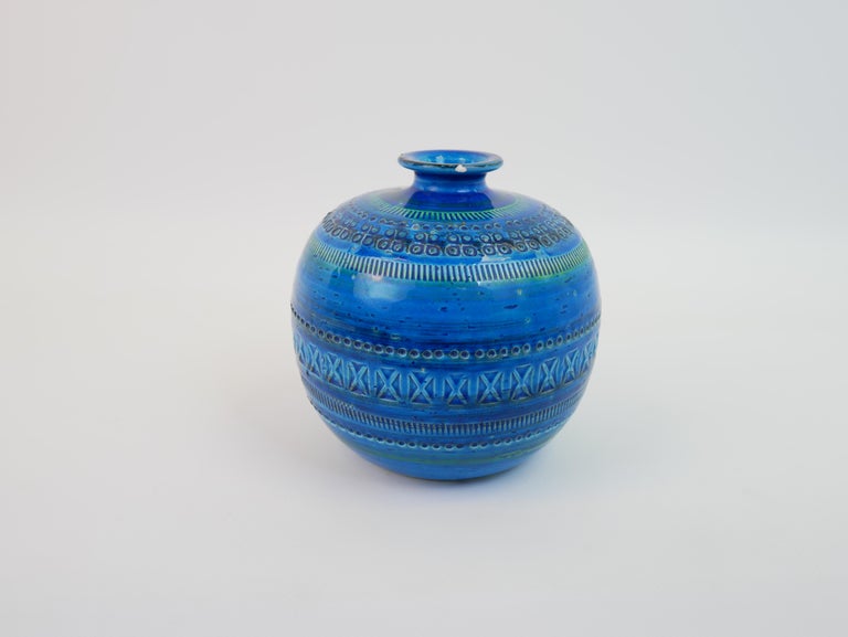 Remini blue vase by Aldo Londi for Flavia Bitossi Italy For Sale