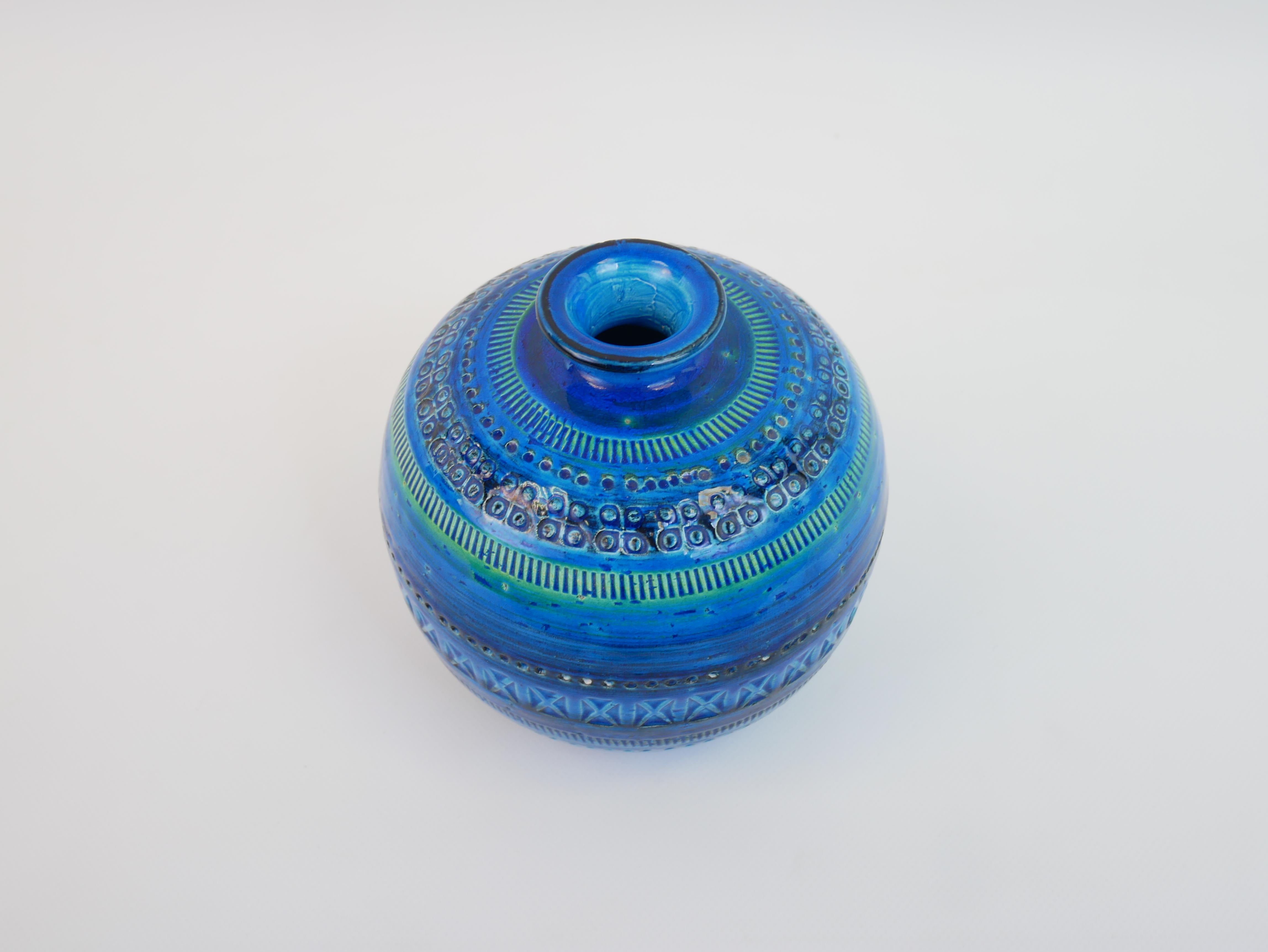 Remini blue vase by Aldo Londi for Flavia Bitossi Italy For Sale 2