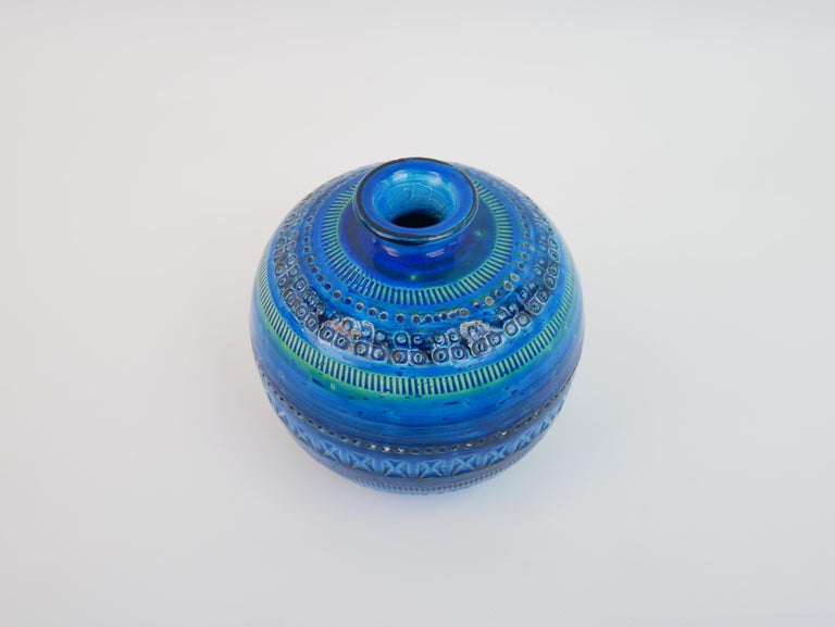 Remini blue vase by Aldo Londi for Flavia Bitossi Italy For Sale