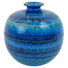 Remini blue vase by Aldo Londi for Flavia Bitossi Italy