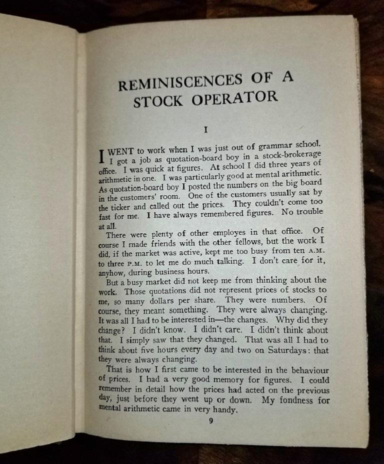 Presenting a very rare first edition hardback copy of Reminiscences of a Stock Operator by Edwin Lefevre by George H. Doran Company, New York, Copyright 1923. Early reprint with 'I' on copyright page, but no colophon. From 1923.

This rare book is