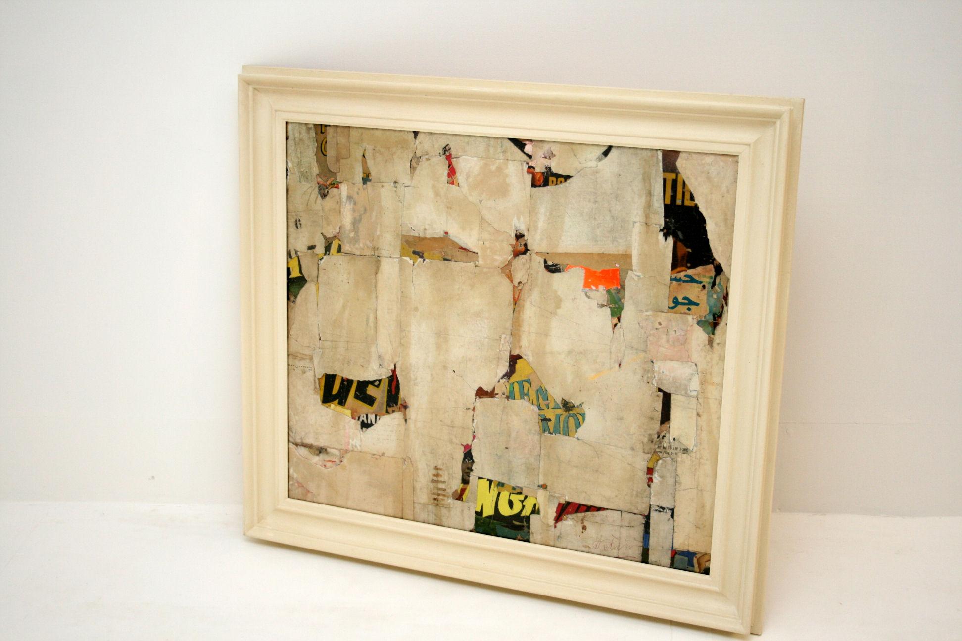 English Remnants 13 Medium Abstract Collage by Artist Huw Griffith